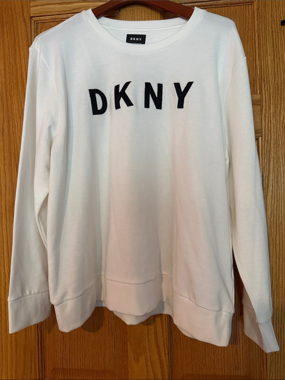 DKNY White Crewneck Sweatshirt with Black Logo